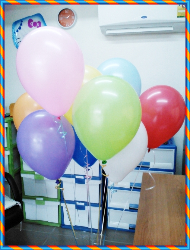 ลูกโป่งกลมเนื้อสแตนดาร์ท สีมาตรฐาน คละสี ไซส์ 10 นิ้ว แพ็คละ 10 ใบ (Round Balloons Size 10" - Mixed Standard Color)