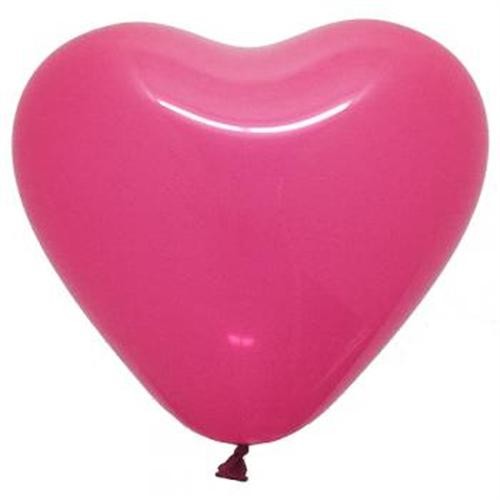 ลูกโป่งหัวใจ เนื้อสแตนดาร์ทสีชมพูเข้ม ไซส์ 12 นิ้ว แพ็คละ 10 ใบ (Heart Latex Balloon - Deep Pink Color 12")