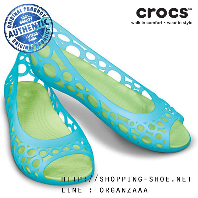 Women's Crocs Adrina Flat - Aqua/Celery (W8) ของแท้ Outlet ไทยและฮ่องกง