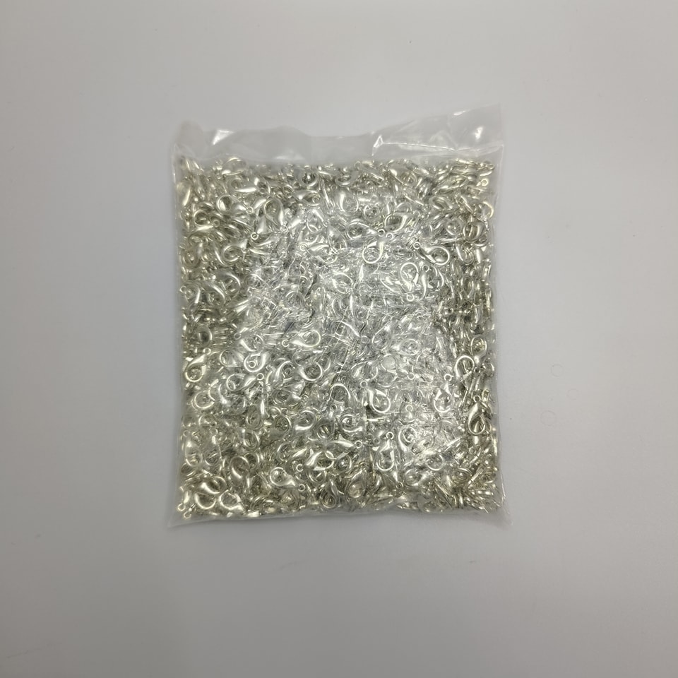 ตะขอทำสร้อย ตะขอก้ามปู 5x10มิล #S (1,000ชิ้น) สีโรเดียม