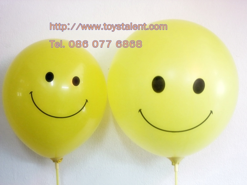 ลูกโป่งกลมพิมพ์ลาย หน้ายิ้ม ไซส์ 16 นิ้ว จำนวน 1 ใบ (Round Balloons 16" - Smiley Face Printing latex balloons)