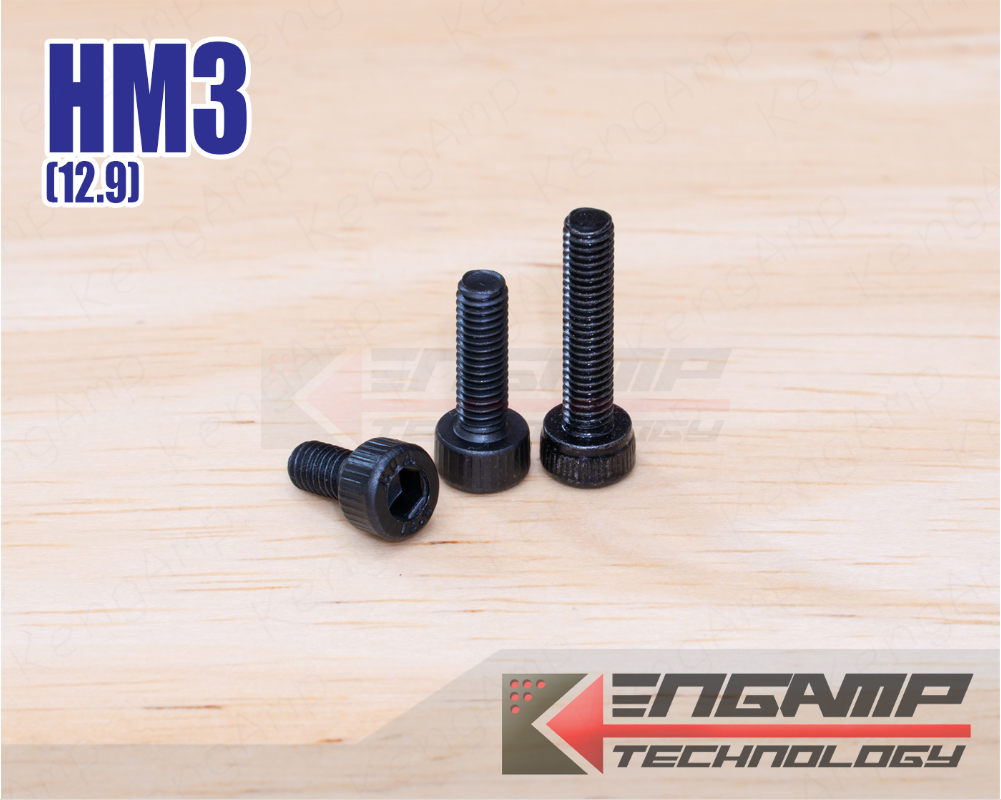 (มีตัวเลือก) [NUT] HM3 BK (12.9) น๊อตหัวจม รูหกเหลี่ยม เกรด 12.9 สีดำ ขนาด 3mm