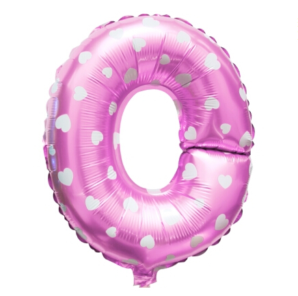 ลูกโป่งฟอยล์รูปตัวอักษร O สีชมพูพิมพ์ลายหัวใจ ไซส์เล็ก 14 นิ้ว - O Letter Shape Foil Balloon Size 14" Pink color printing Heart