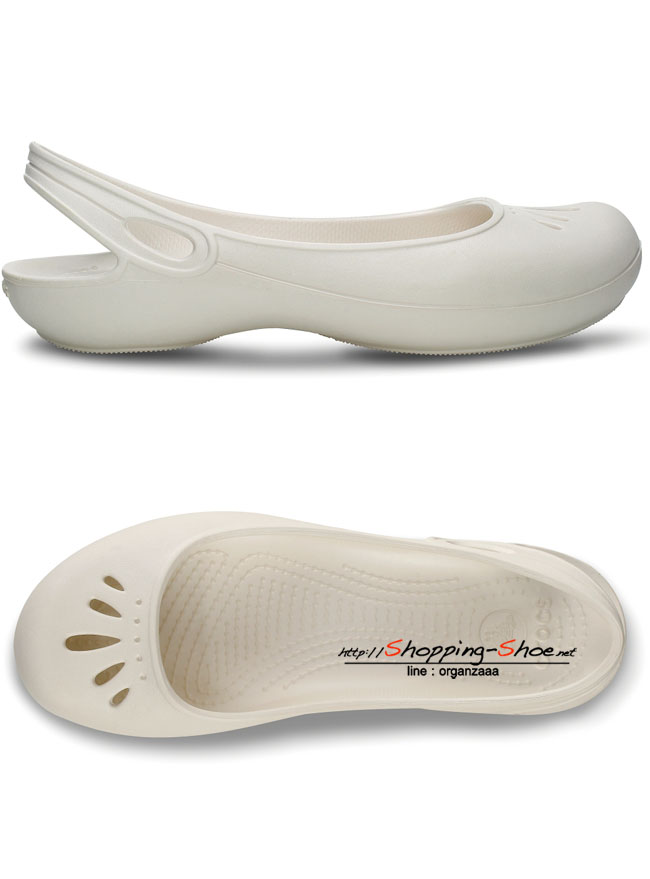 Crocs Thea Flat - Oyster ของแท้ Outlet ไทยและอเมริกา