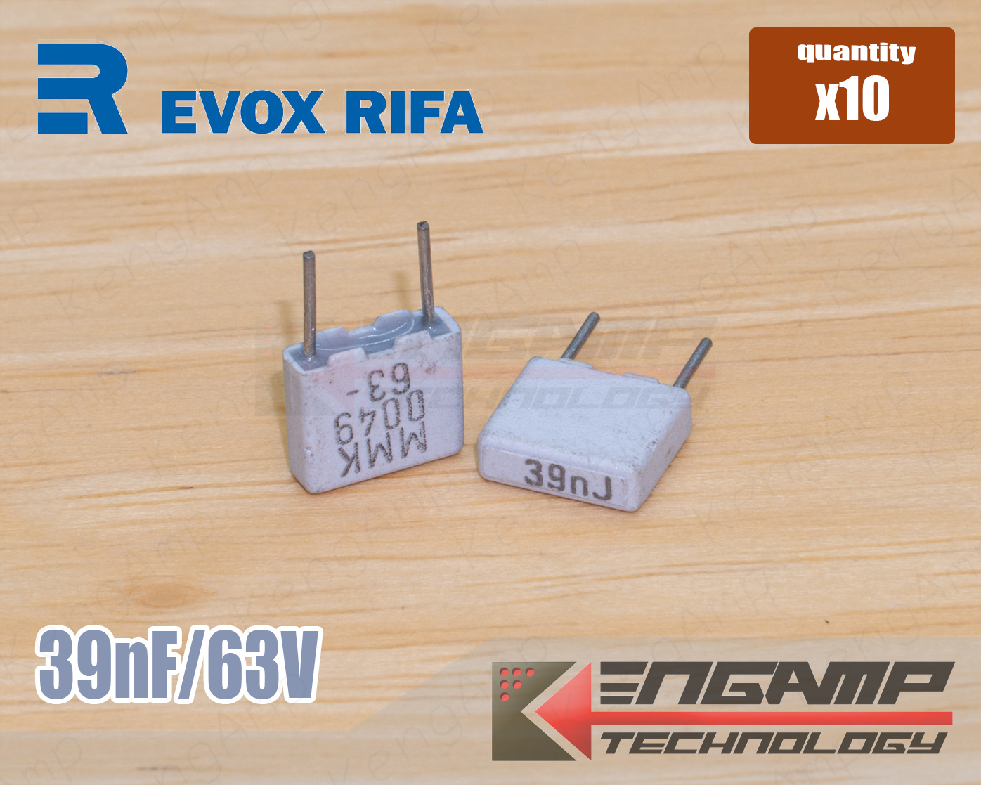 (10ตัว) [F-CAP] 39nF/63V 39nJ63V EVOX MMK5 2.5x7.2 H6.5mm P=5mm