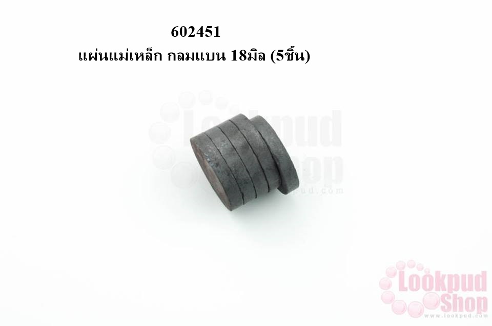 แผ่นแม่เหล็ก กลมแบน 18มิล (5ชิ้น)