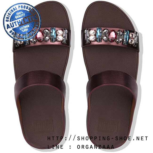 Fitflop Fino Bejewelled Slide Berry ของแท้ นำเข้าจาก USA และ UK