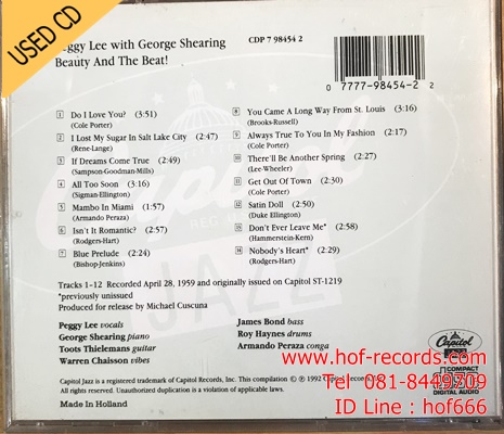 Peggy Lee with Grorge Shearing - Beauty and The Beat ! (HL) Used CD 1 CD VG++