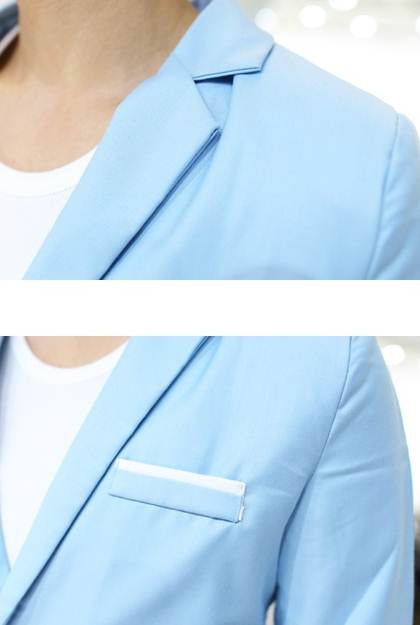 เสื้อสูทแฟชั่นแขนสั้น กระเป๋าขาว Size No.34 36 ฟ้า