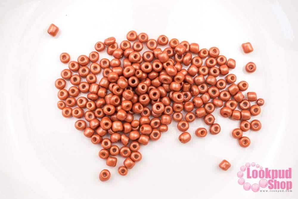 ลูกปัดจีน กลม สีส้มอิฐ 4มิล #L (1ถุง/450กรัม)