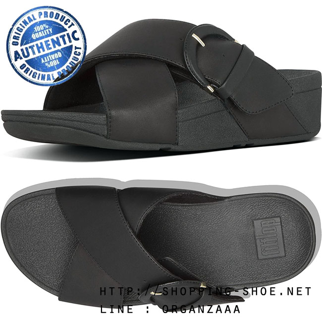 Fitflop Lulu Buckle Leather Slide Black ของแท้ นำเข้าจาก USA และ UK