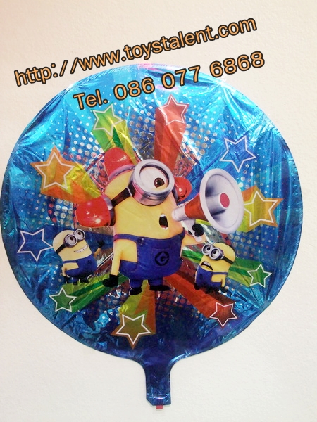 ลูกโป่งฟลอย์ ทรงกลมลายการ์ตูน Minion ตาเดียว - Minion one Eye round Shape Foil Balloon / Item No.TL-A052