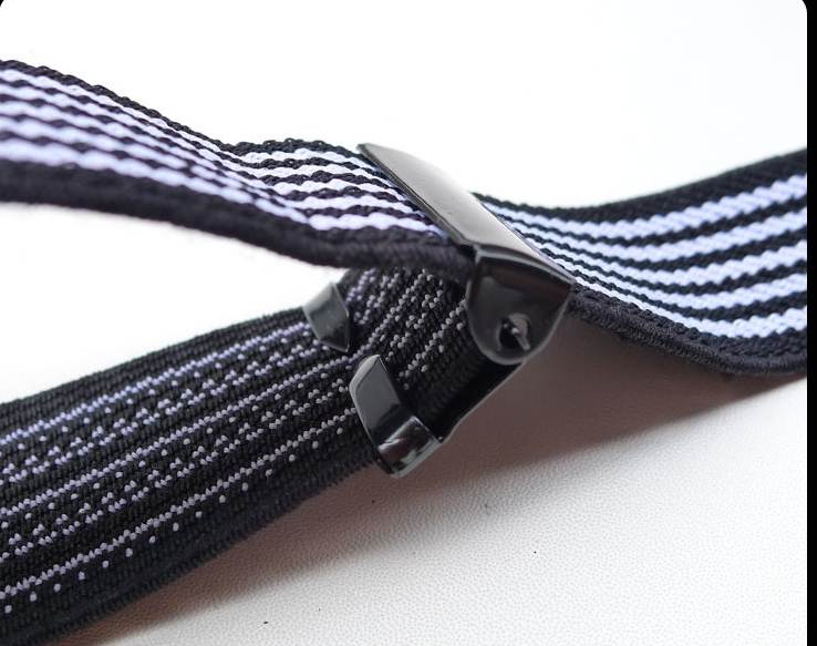 วินเทจ!!สายรัดกางเกงเอี๊ยมกระดุม แบบยืดหยุ่น วินเทจหูหนัง กว้าง 2.5cm หุกระดุม6จุด แบบ Y สีลายทาง ขาว ดำ