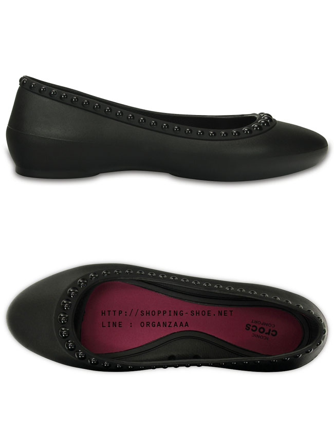 Crocs Lina Luxe Flat - Black / Black ของแท้ Outlet ไทยและอเมริกา