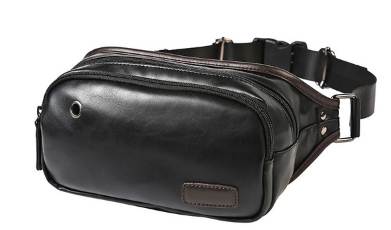 กระเป๋าวินเทจ คาดอก คาดเอว ทรงรี หนังเงา สีดำ น้ำเงิน