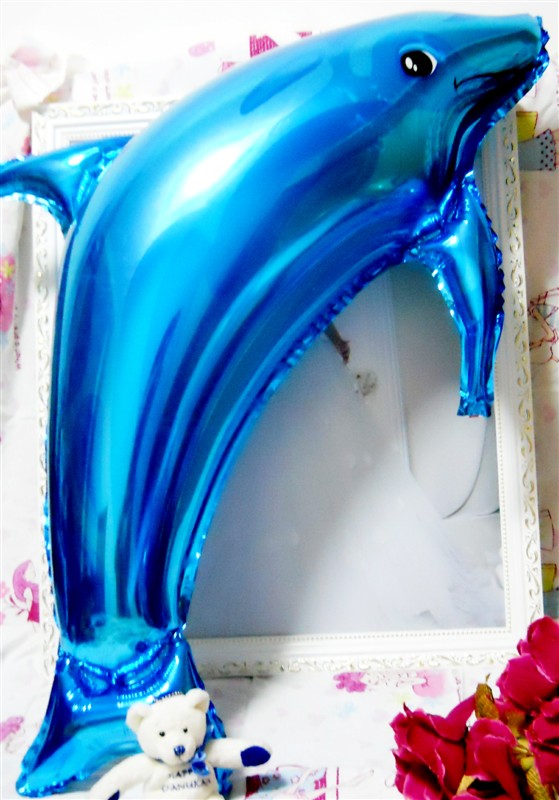 Dolphin Shape Balloon - ลายปลาโลมา สีฟ้า ตัวใหญ่ / Item No. TL-B004