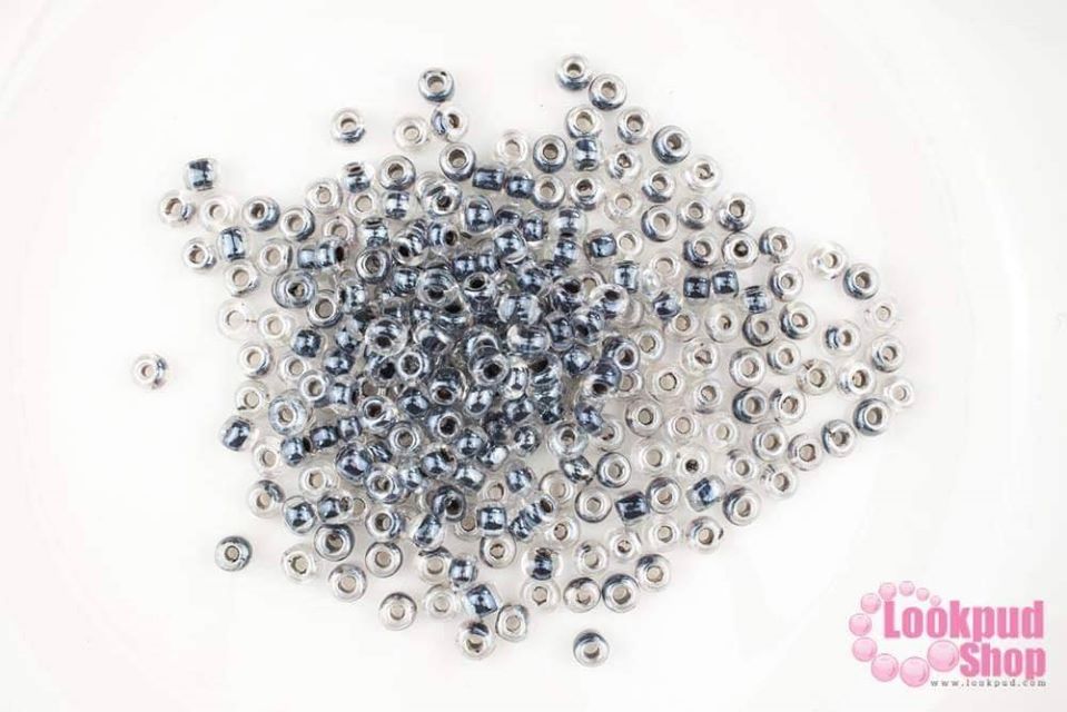 ลูกปัดจีน กลม สีเทาตะกั่วสอดไส้ 4มิล #L (1ถุง/450กรัม)