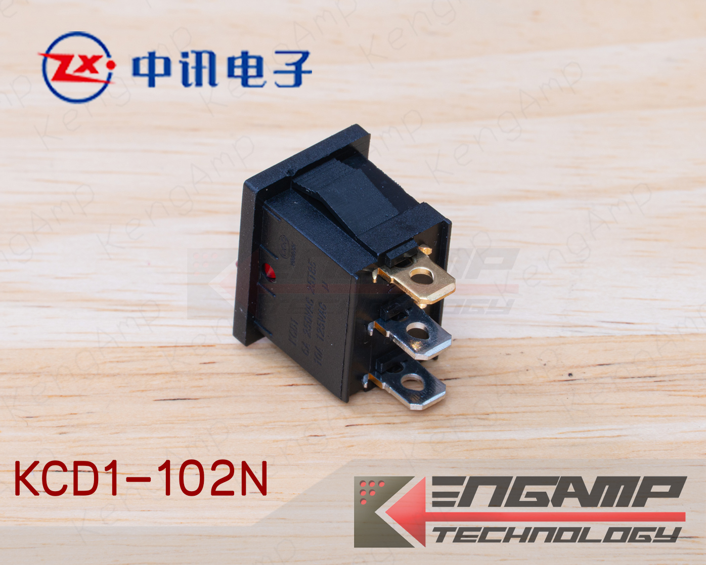 (1ตัว) KCD1-102N Zhongxun ขนาด 15x21mm 6A/250Vac