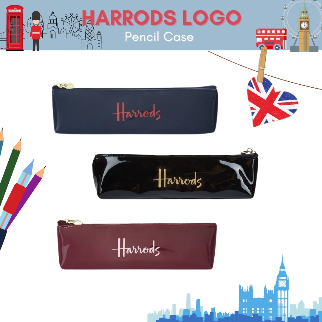 🇬🇧ของแท้💯 Harrods Logo Pencil Case กระเป๋าใส่เครื่องเขียนโลโก้แฮรอดส์
