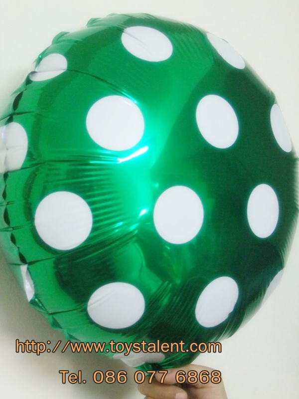 ลูกโป่งฟลอย์ทรงกลม Polk Dot สีเขียว ไซส์ 18 นิ้ว - Round Shape Balloon Polka Dot Green Color 18" / Item No. TL-G033