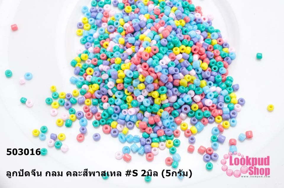 ลูกปัดจีน กลม คละสีพาสเทล #S 2มิล (5กรัม)