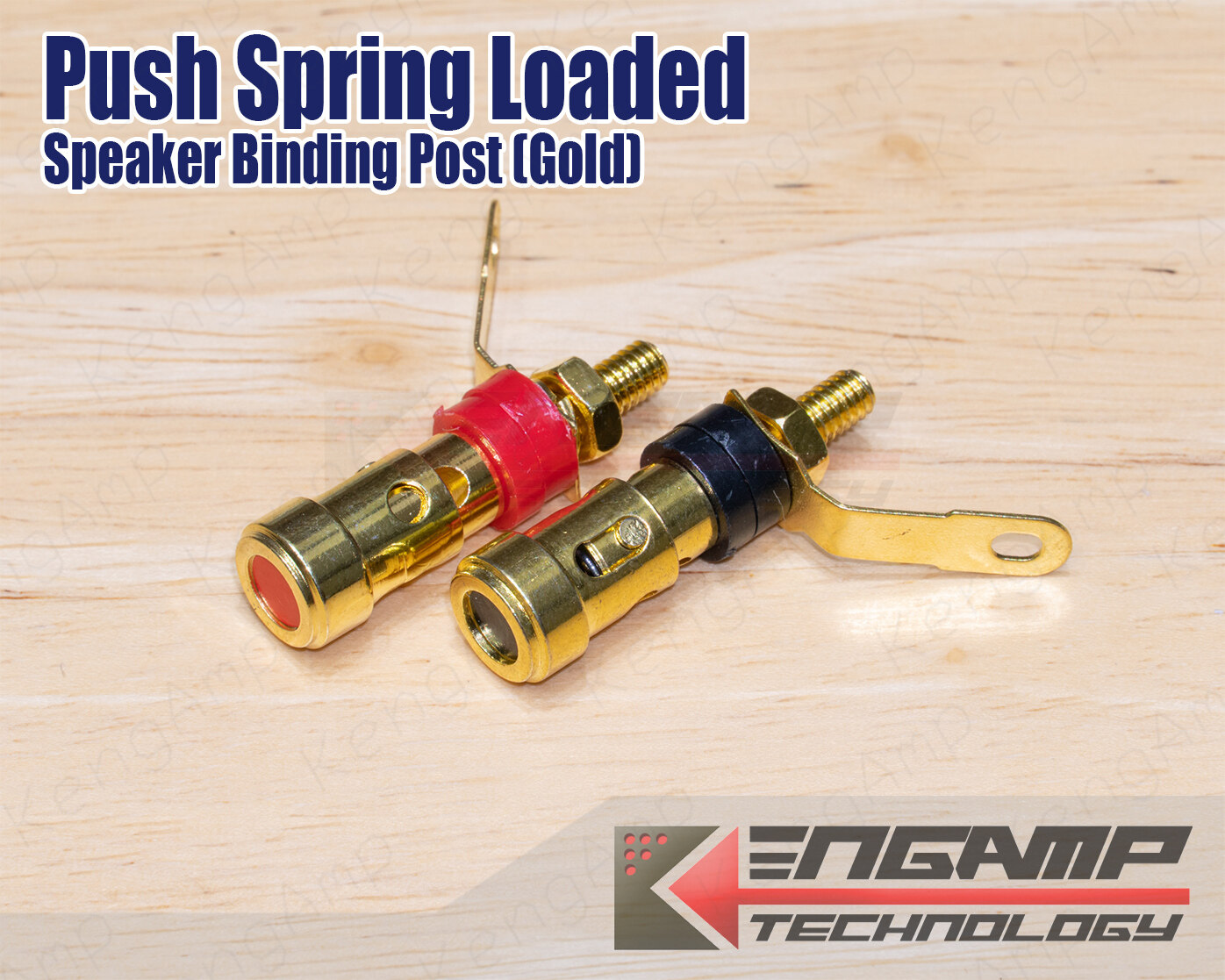 (มีตัวเลือก) [PJ] Push Spring Loaded Speaker Binding Post (Gold) ขั้วลำโพงแบบกดชุบทอง ดำ-แดงตัวเล็ก