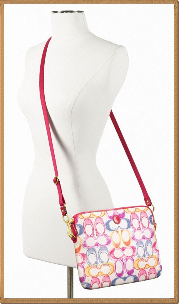 Coach Signature Stripe Scribble Tablet Cossbody 63594