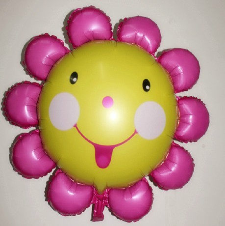 ลูกโป่งฟลอย์ Pink Flower หน้ายิ้ม ไซส์ Jumbo - Pink Flower Jumbo size Foil Balloon/ Item No.TL-A058