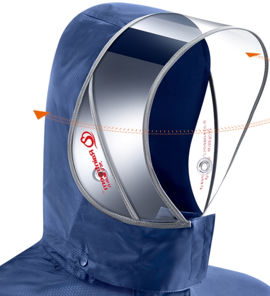 ชุดเสื้อคลุมกันฝน พร้อมหมวกใส มีฮู้ด hood ผ้าร่ม กันลม กันน้ำ Nylon แถบสีสะท้อน No.43 45 47 49 แดงสด ชมพูอ่อน ชมพูเข้ม แดง ฟ้า กรม