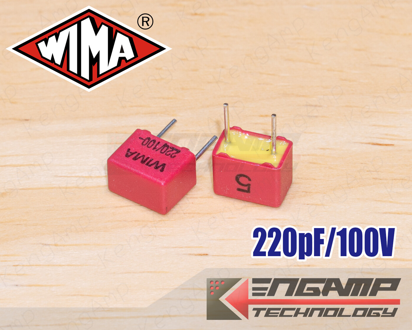 (10ตัว) [F-CAP] 220pF/100V WIMA FKP2 5% 4.5x7.2 H5.9mm P=5mm