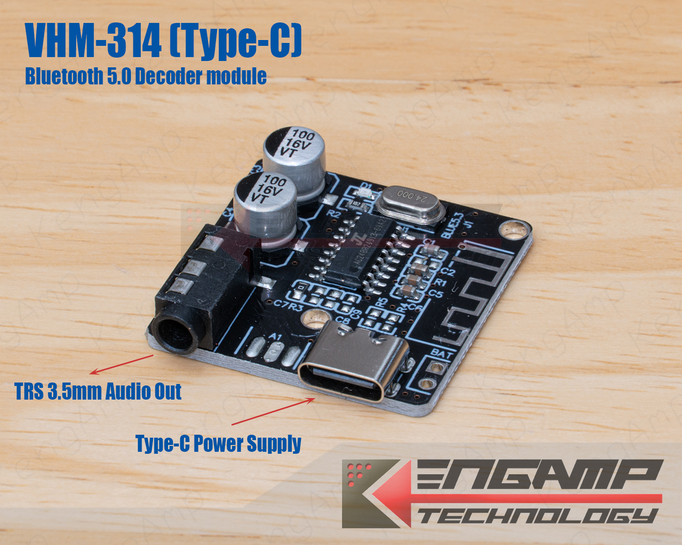 (1แผ่น) [KIT] VHM-314 (type-C) บอร์ดรับสัญญาณ Bluetooth 5.0