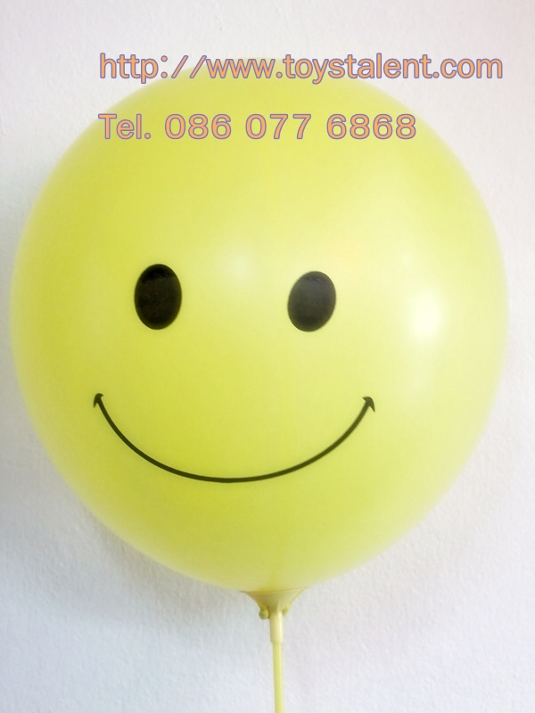 ลูกโป่งกลมพิมพ์ลาย หน้ายิ้ม ไซส์ 16 นิ้ว จำนวน 1 ใบ (Round Balloons 16" - Smiley Face Printing latex balloons)