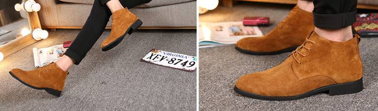 รองเท้าทรงเรียวหนังกลับหุ้มข้อ คลาสสิคพิเศษ สีดำ เทา กากี No.38-44