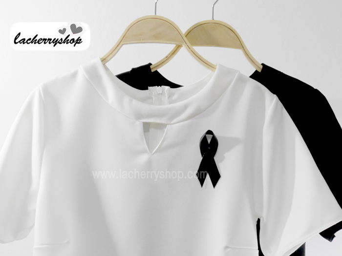 เสื้อแฟชั่น เสื้อทำงาน ผ้าฮานาโกะ สีดำ แบบสวย เจาะคอ สไตล์เกาหลี สินค้าคุณภาพ ราคาไม่แพง