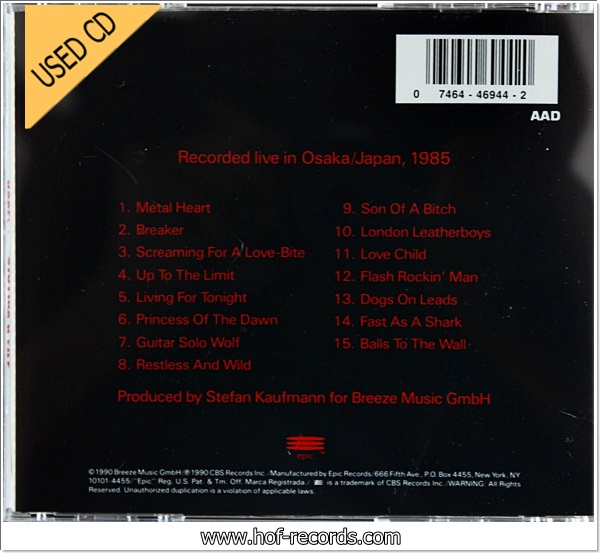 Accept - Staying A Life ( Made In USA ) Used Cd VG++