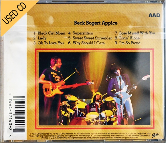 Used CD Jeff Beck Tim Bogert Camine Appice