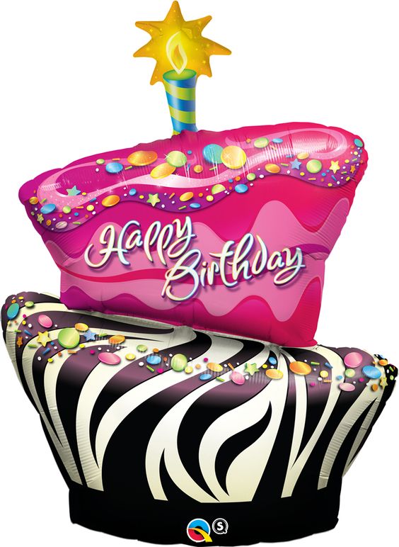 ลูกโป่งฟลอย์เค้กลายม้าลาย BDAY FUNKY ZEBRA STRIP/ Item No.TQ-16081 แบรนด์ Qualatex