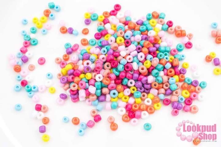 ลูกปัดจีน กลม คละสีหวาน 3มิล #M (1ถุง/440กรัม)