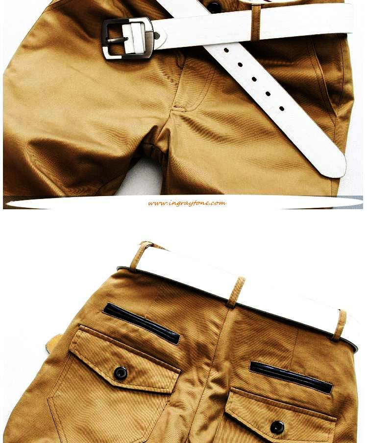 กางเกงสแลคแฟชั่น สลิม กระบอกเล็ก กระเป๋าคลิบหนัง เอว No.29-32 กากี