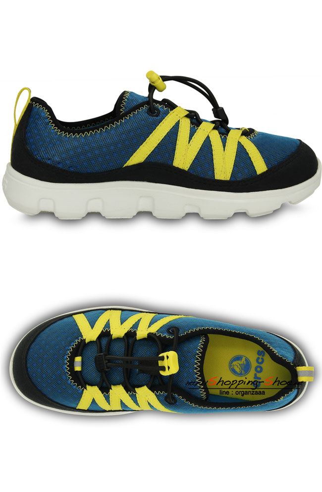 Crocs Kids’ Duet Sport Bungee Sneaker - Ocean / Lemon ของแท้ Outlet ไทยและอเมริกา