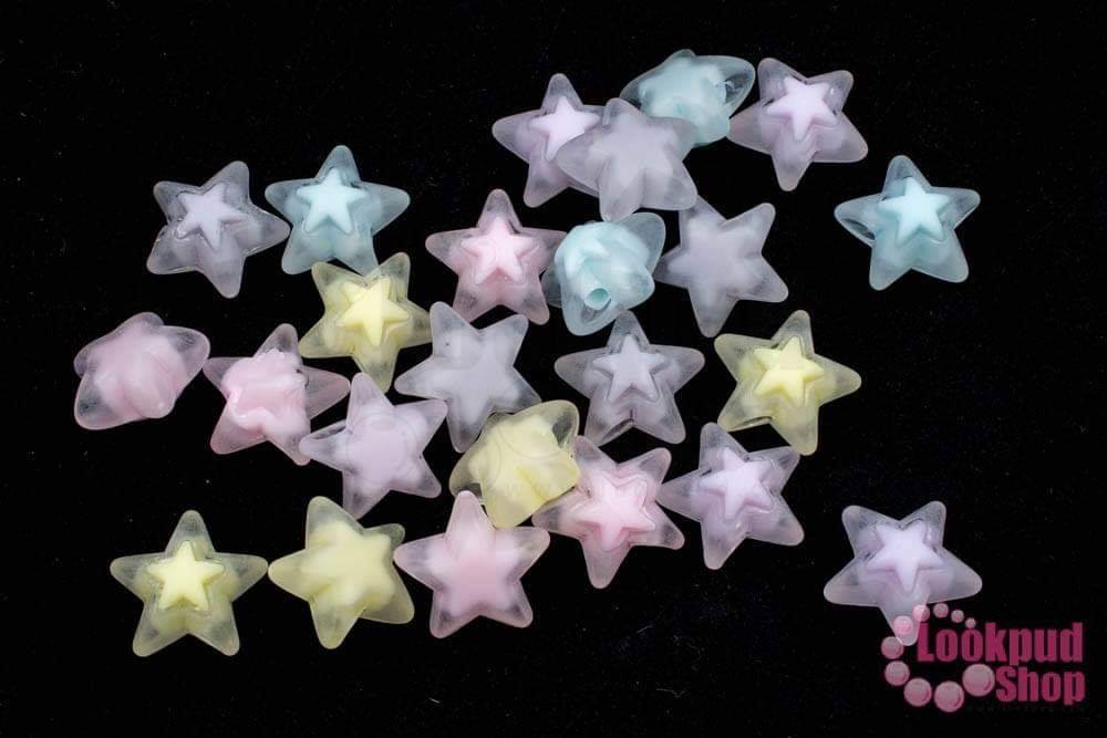 ลูกปัดพลาสติก คละสีสอดไส้ ดาว 16มิล (1ถุง/500กรัม)