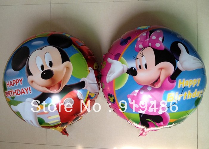ลูกโป่งฟลอย์ Happy Birthday Mickey Mouse ทรงกลม - Foil Balloon HBD Mickey Mouse Round Shape / Item No. TL-D036