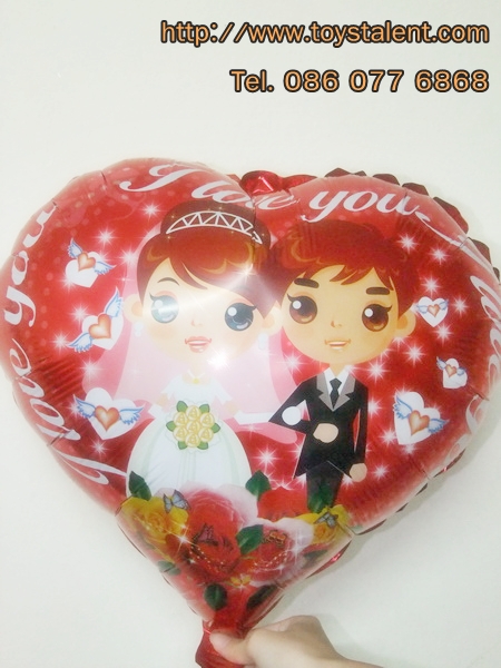 ลูกโป่งฟลอย์ ลายคู่บ่าวสาว ทรงหัวใจ - Foil Balloon Wedding / Item No. TL-E026