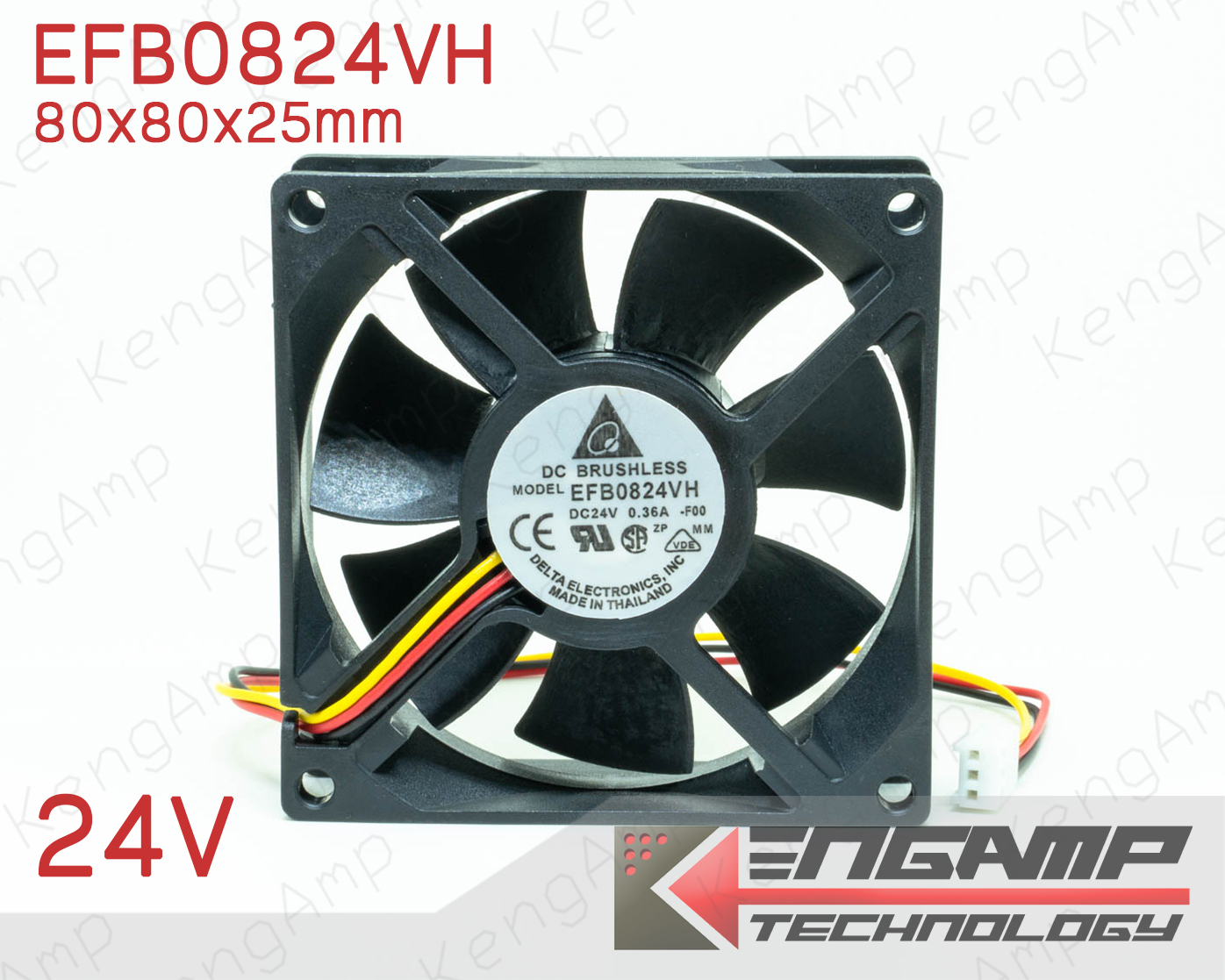 (1ตัว) [FAN] EFB0824VH พัดลม 24V 0.36A ขนาด 80x80x25mm
