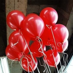 ลูกโป่งกลมเมททัลลิค สีแดง ไซส์ 12 นิ้ว แพ็คละ 10 ใบ (Round Balloons Size 12"- Metellic Red Color)