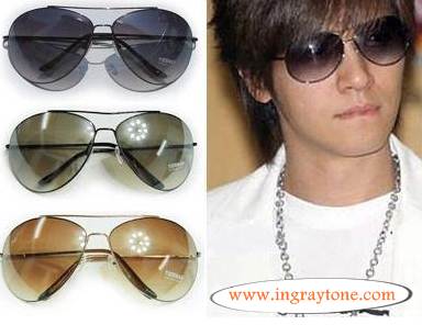 กรอบแว่นตากันแดดแฟชั่น สไตล์เกาหลี ทรงaviator เลนส์โค้ง (เขียวดำ)