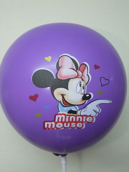 ลูกโป่งกลมพิมพ์ลายการ์ตูน Minnie Mouse ไซส์ 12 นิ้วคละสี แพ็คละ 10 ใบ (Round Balloons 12" - Printing Minnie Mouse)latex balloons)