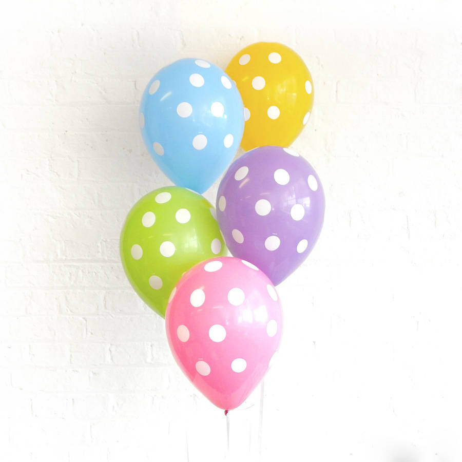 ลูกโป่งกลมนำเข้า พิมพ์ลายจุด คละสี ไซส์ 12 นิ้ว แพ็คละ 10 ใบ ( Polka Dot Printing Balloon - Mixed Color )