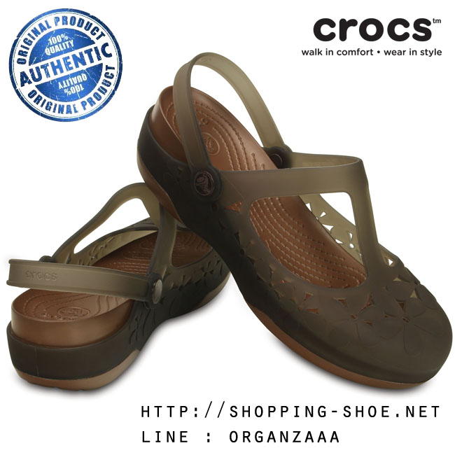 Women’s Crocs Carlie Flower Mary Jane - Espresso / Bronze ของแท้ Outlet ไทยและอเมริกา