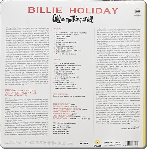 Billie Holiday - All Or Nothing At All 1Lp New